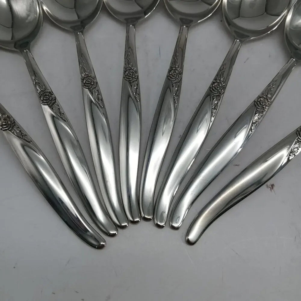 8X Tbsp Oneida LA ROSE Table Spoons Rogers Premier Stainless